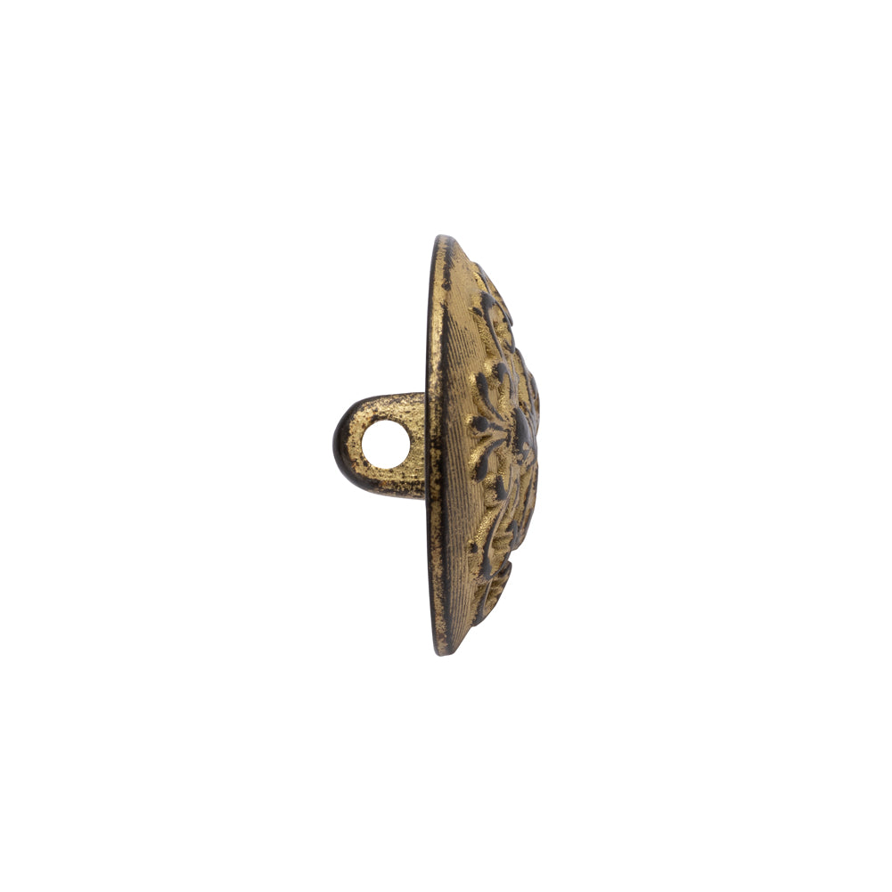 Metal Shank Back Button - 32L/20mm - Distressed Gold Crest - Folded