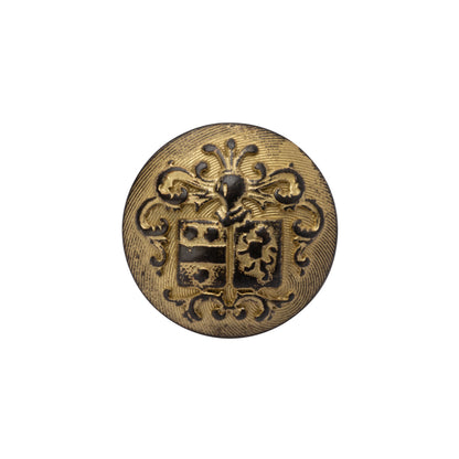 Metal Shank Back Button - 32L/20mm - Distressed Gold Crest