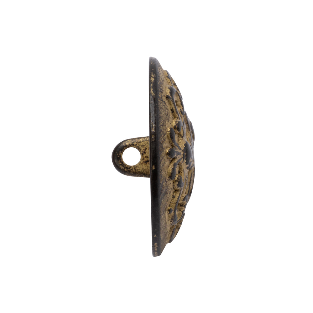 Metal Shank Back Button - 40L/25.5mm - Distressed Gold Crest - Folded