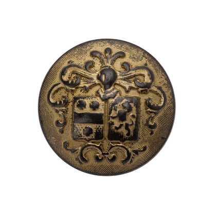 Metal Shank Back Button - 40L/25.5mm - Distressed Gold Crest