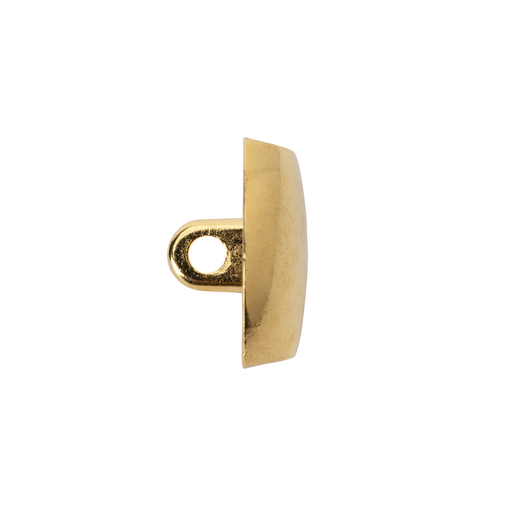 Rounded Rectangle Metal Shank Back Button - 32L/20mm - Bright Gold - Folded