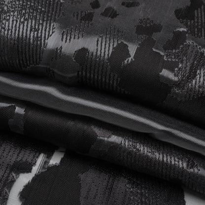 Metallic Black Abstract Luxury Burnout Brocade