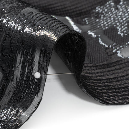 Metallic Black Abstract Luxury Burnout Brocade