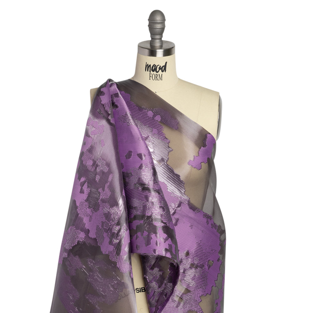 Metallic Purple Abstract Luxury Burnout Brocade - Drape