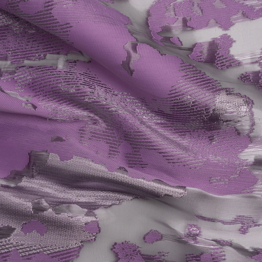 Metallic Purple Abstract Luxury Burnout Brocade