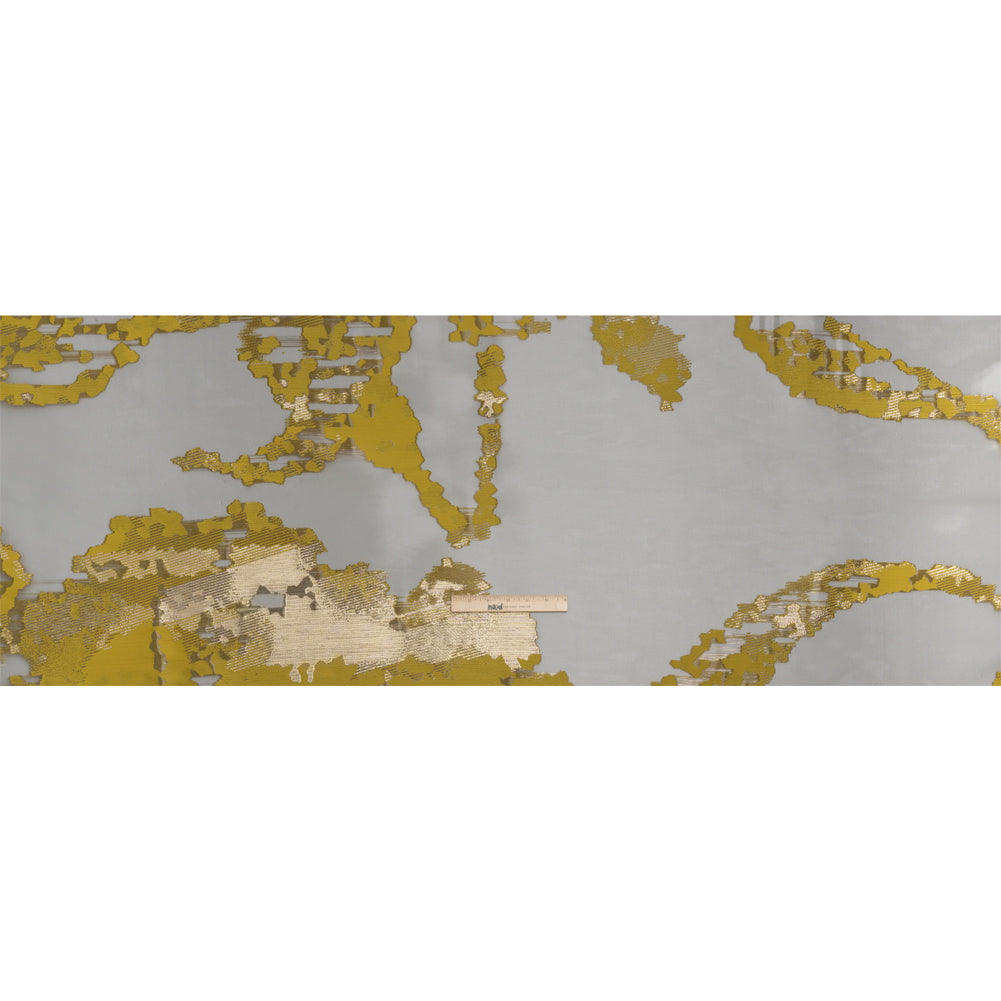 Yellow and Black Metallic Abstract Luxury Burnout Brocade - Full