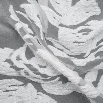 Metallic White Floral Luxury Burnout Brocade Panel