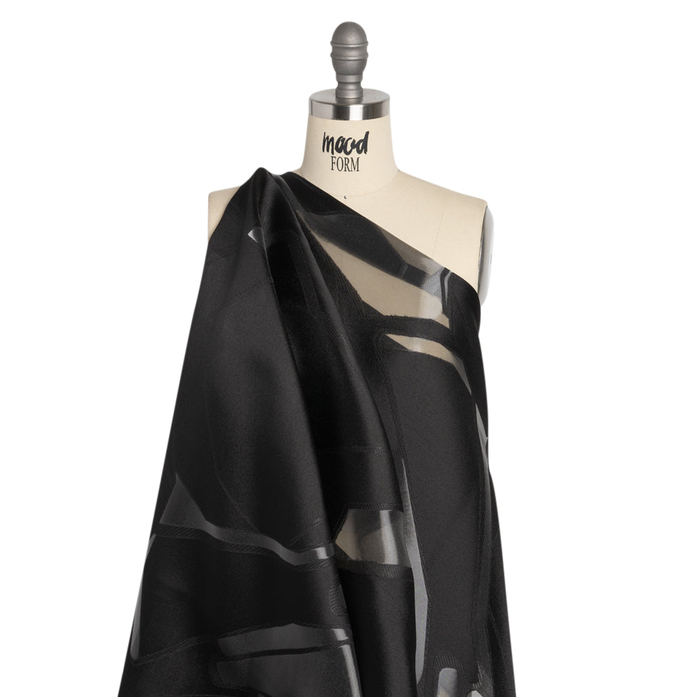 Black Abstract Luxury Burnout Brocade - Drape