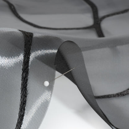 Metallic Black Flower Lines Luxury Burnout Brocade