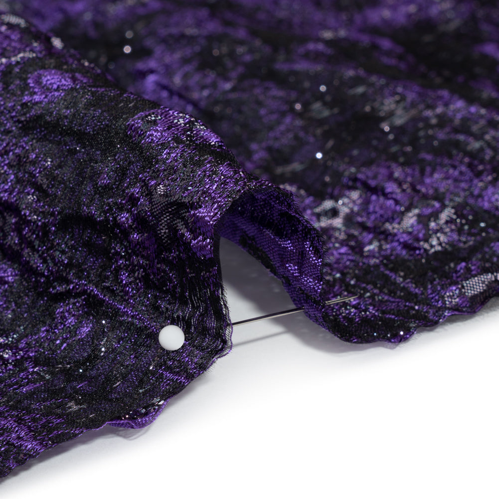 Metallic Purple and Black Abstract Luxury Brocade - Detail