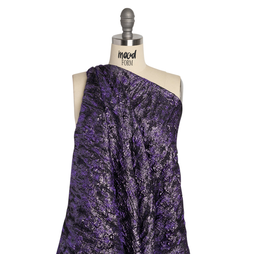 Metallic Purple and Black Abstract Luxury Brocade - Drape