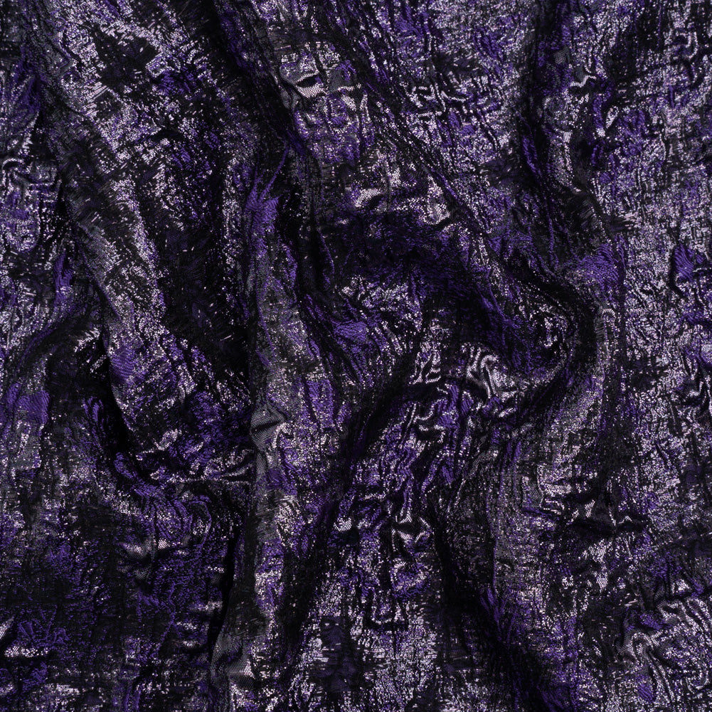 Metallic Purple and Black Abstract Luxury Brocade