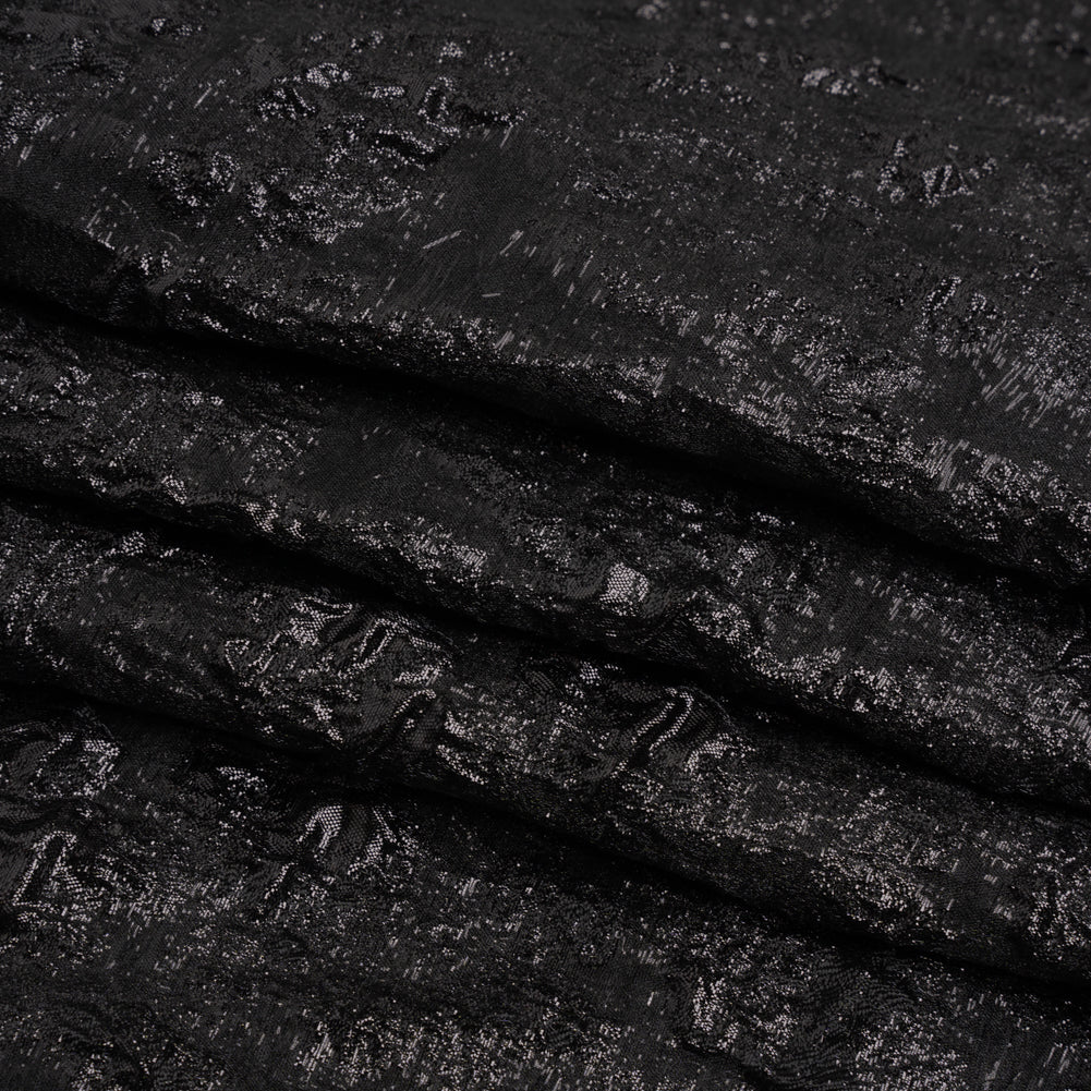 Metallic Black Abstract Luxury Brocade - Folded