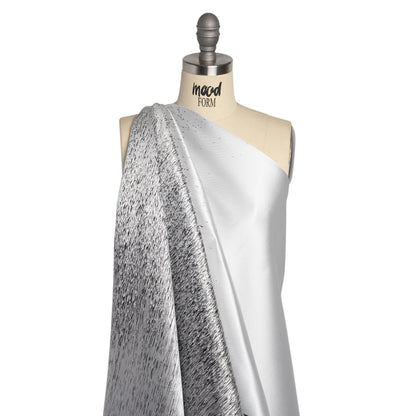 Silver and Metallic Black Striated Luxury Brocade