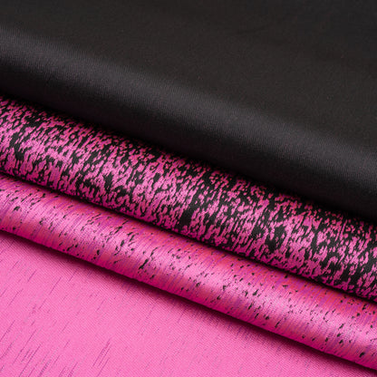 Magenta and Metallic Black Striated Luxury Brocade