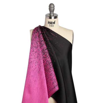 Magenta and Metallic Black Striated Luxury Brocade