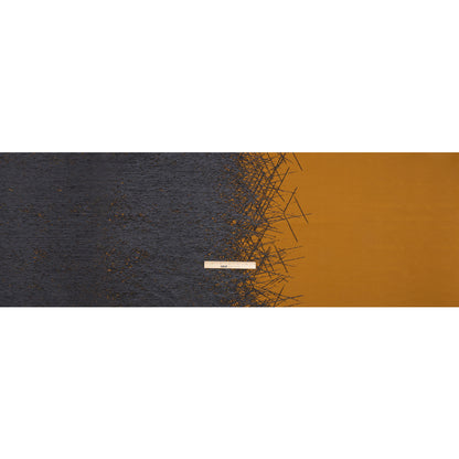 Metallic Black and Dark Gold Crosshatched Gradient Luxury Brocade