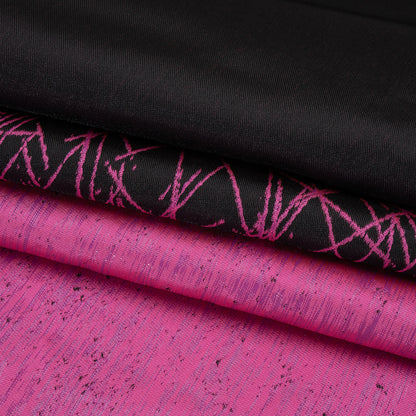 Metallic Magenta and Black Crosshatched Gradient Luxury Brocade