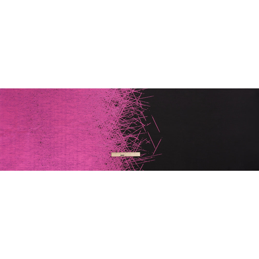 Metallic Magenta and Black Crosshatched Gradient Luxury Brocade - Full