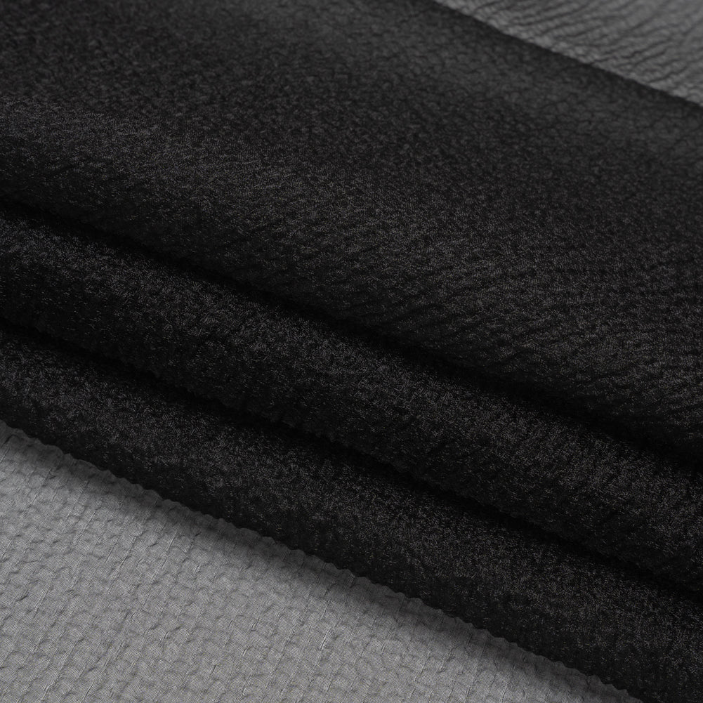 Black Bubbly Crinkled Organza Brocade - Folded