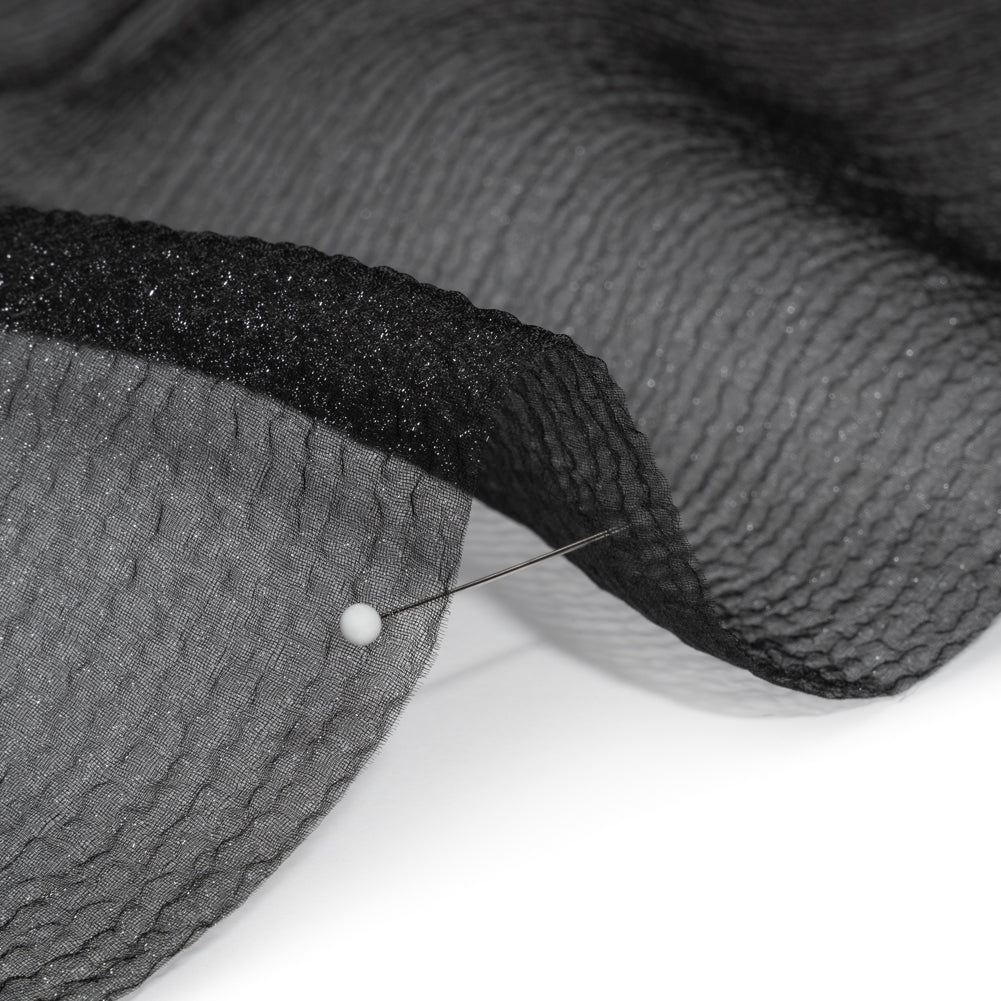 Black Bubbly Crinkled Organza Brocade - Detail