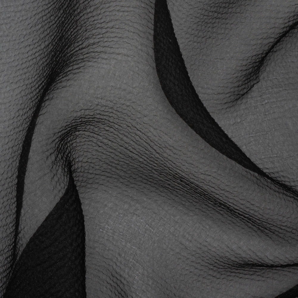 Black Bubbly Crinkled Organza Brocade