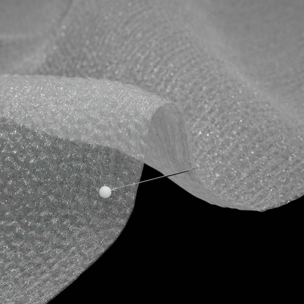 White Bubbly Crinkled Organza Brocade - Detail
