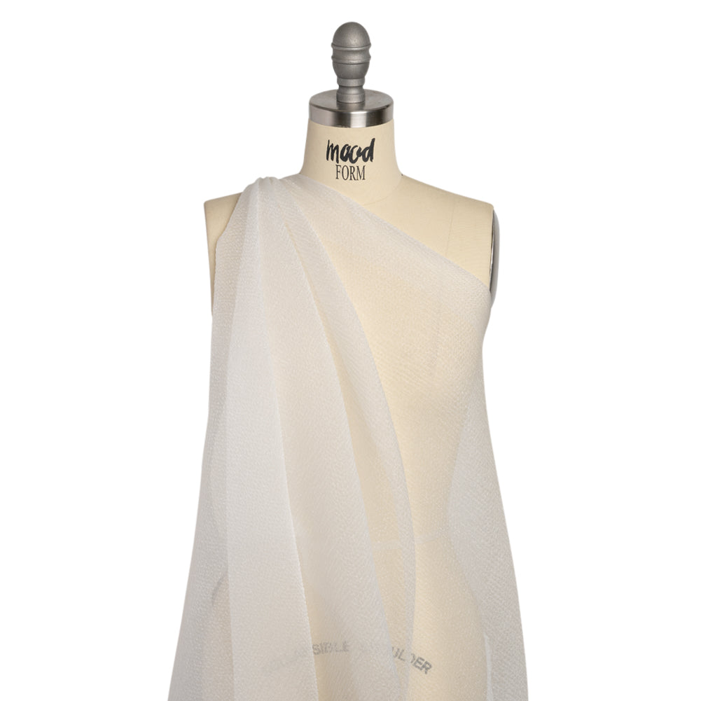 White Bubbly Crinkled Organza Brocade - Drape