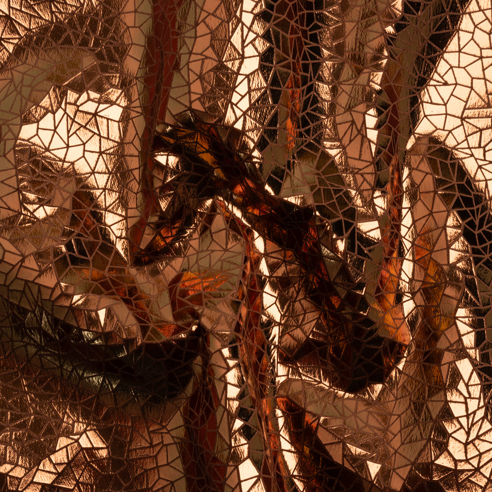 Copper Geometric Crackle Metallic Foiled Chenille