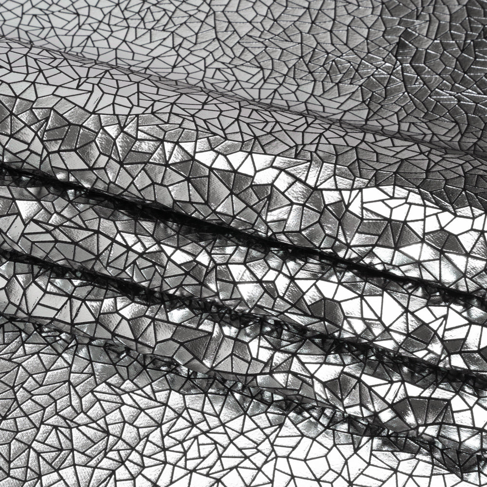 Silver Geometric Crackle Metallic Foiled Chenille Folded