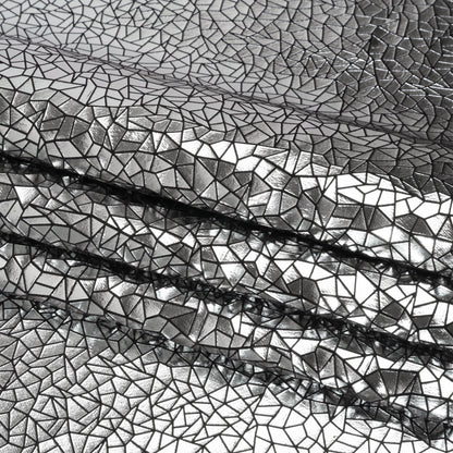 Silver Geometric Crackle Metallic Foiled Chenille Folded