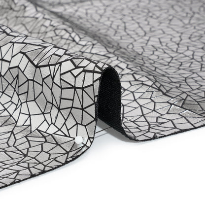 Silver Geometric Crackle Metallic Foiled Chenille Detail