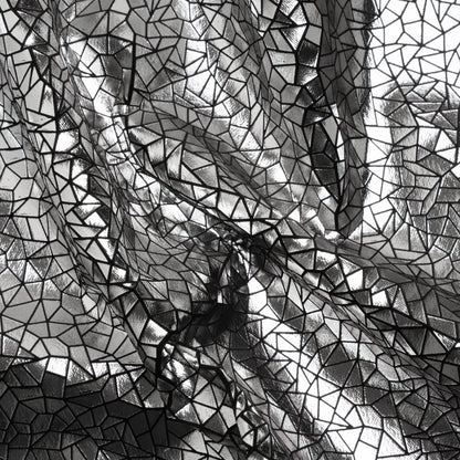 Silver Geometric Crackle Metallic Foiled Chenille