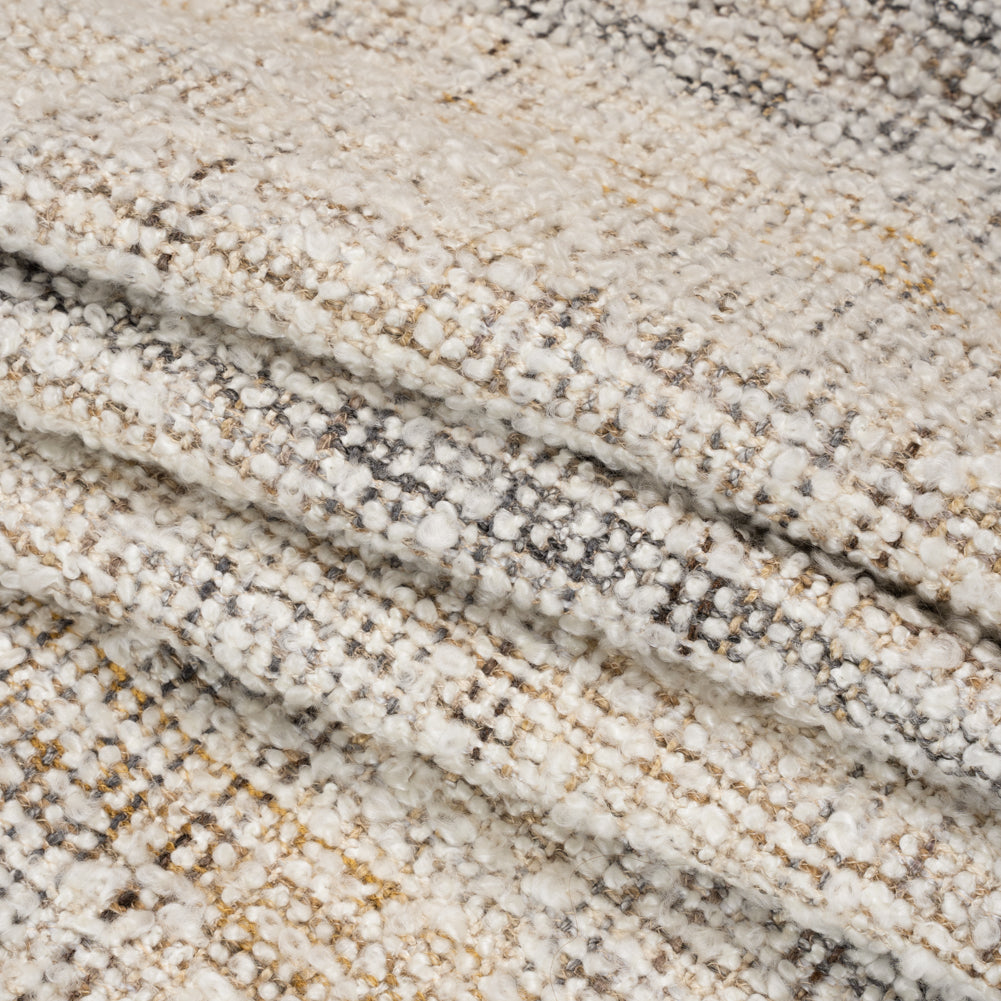 Snow, Brown and Gray Mottled Upholstery Boucle Folded