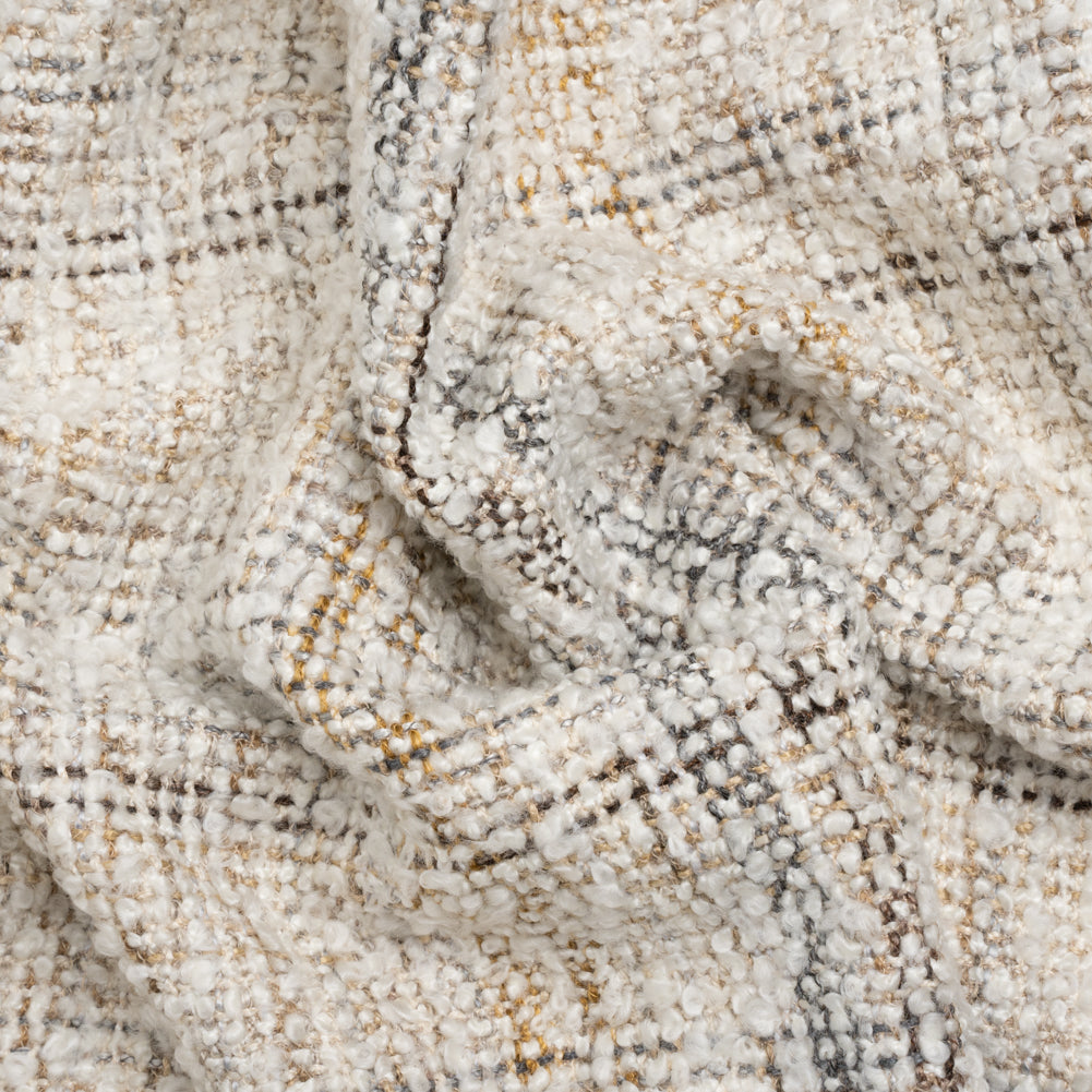 Snow, Brown and Gray Mottled Upholstery Boucle