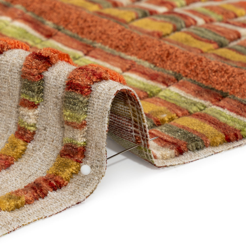 Horizon Stripes and Plush Velvet Undulating Lines Upholstery Woven Detail