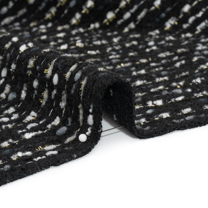Black, White and Gold Boucle Striped Acrylic Tweed Detail
