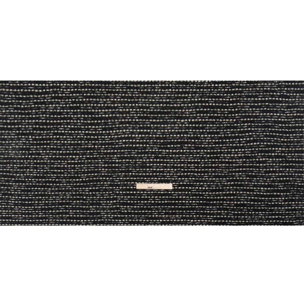 Black, White and Gold Boucle Striped Acrylic Tweed Full