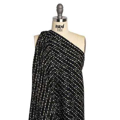 Black, White and Gold Boucle Striped Acrylic Tweed Drape