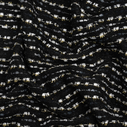 Black, White and Gold Boucle Striped Acrylic Tweed