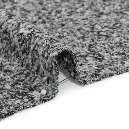 Black and White Tweedy Wool Blend Boucle Detail