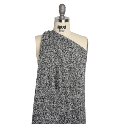Black and White Tweedy Wool Blend Boucle Drape