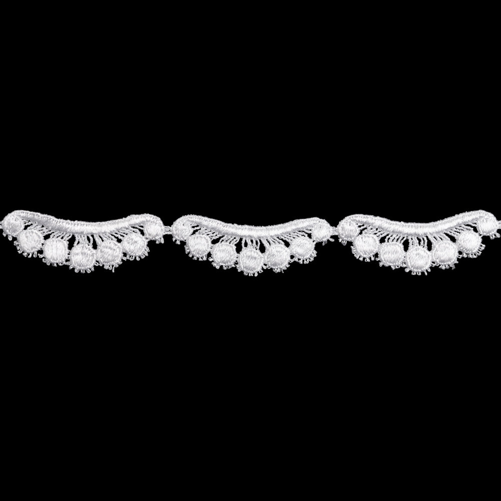 Venise Lace Trim - 0.875" - White Waves and Dots - Folded