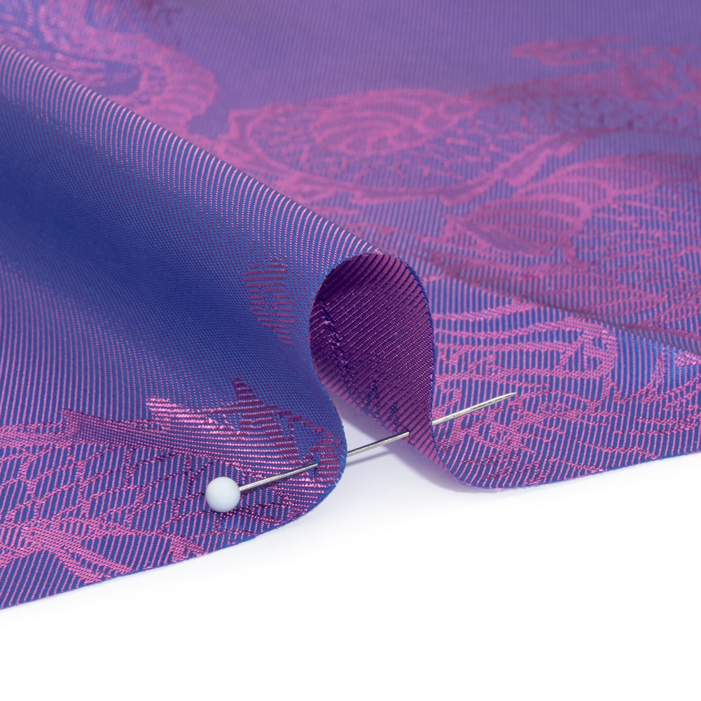 Dragons Jacquard Lining - Purple and Pink Bi-Color - Detail