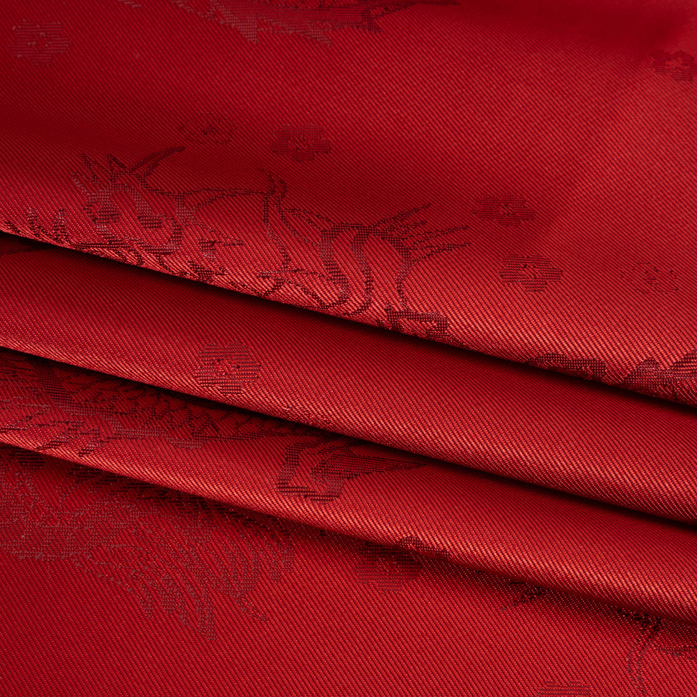 Dragons Jacquard Lining - Red and Maroon Bi-Color - Folded
