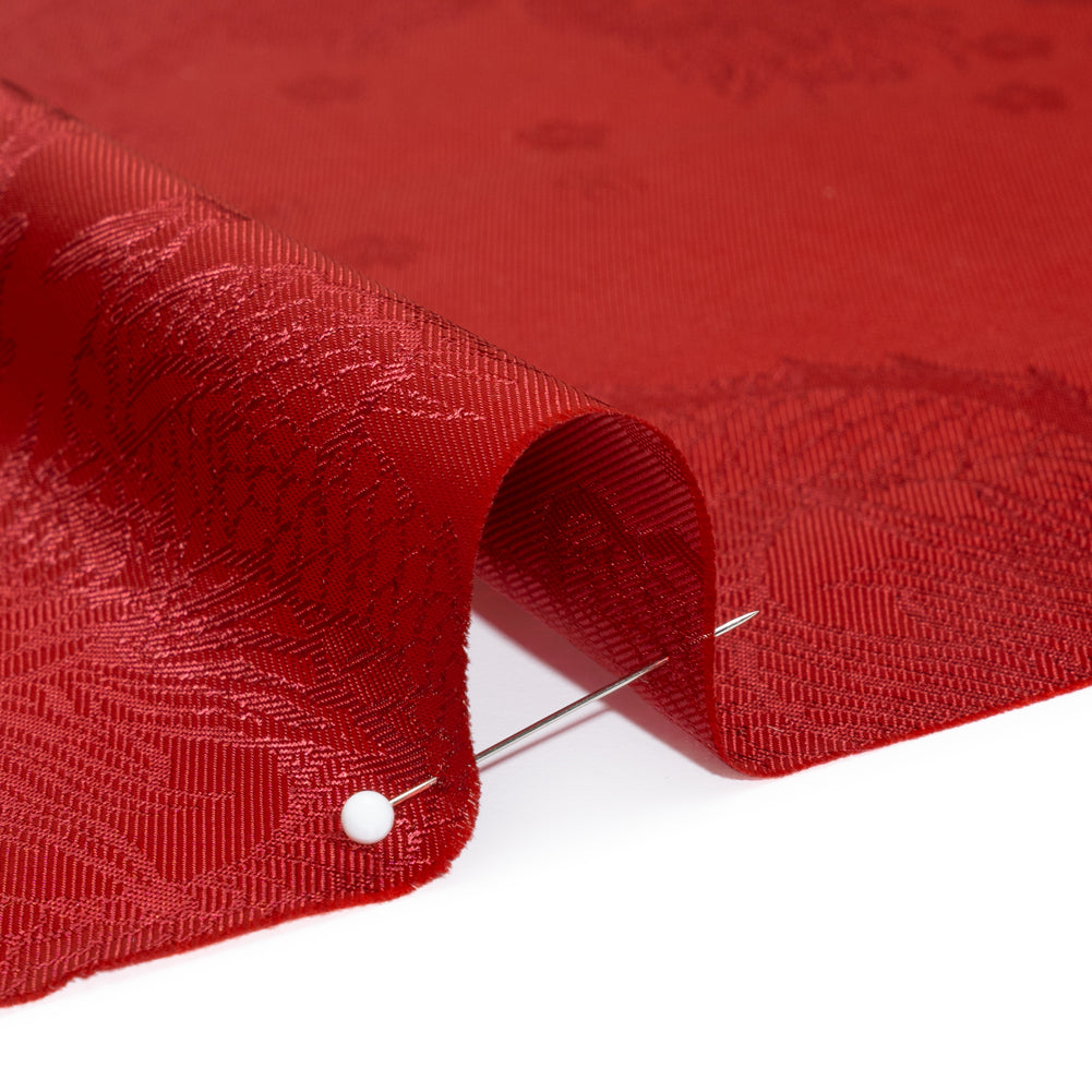 Dragons Jacquard Lining - Red and Maroon Bi-Color - Detail