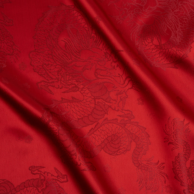 Dragons Jacquard Lining - Red and Maroon Bi-Color
