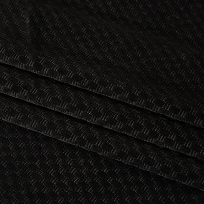 Embossed Polyester Velvet - Black Bead and Reel - Deadstock Folded
