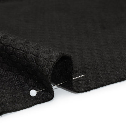 Embossed Polyester Velvet - Black Bead and Reel - Deadstock Detail