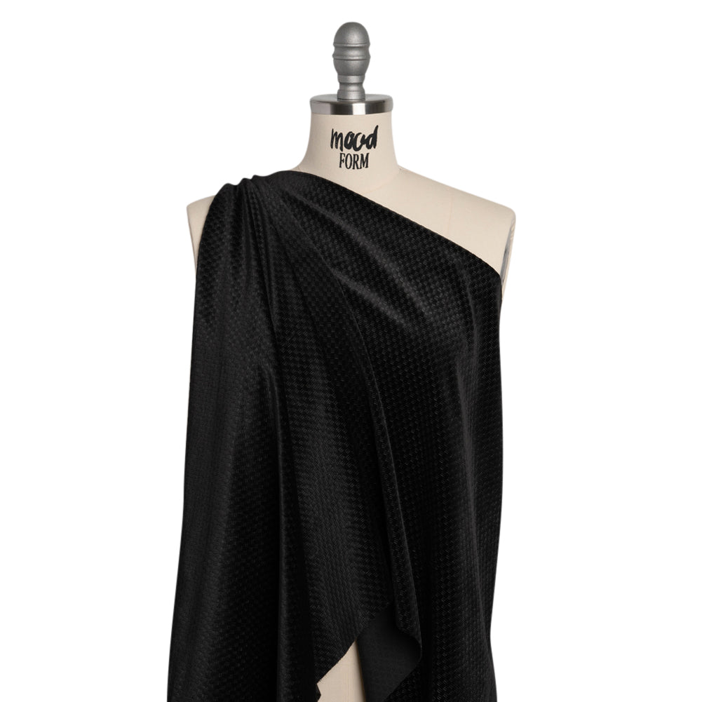 Embossed Polyester Velvet - Black Bead and Reel - Deadstock Drape